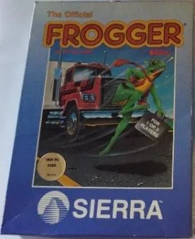 Box art: The Official Frogger for the IBM PC and a combined Commodore 64 &Atari 400/800