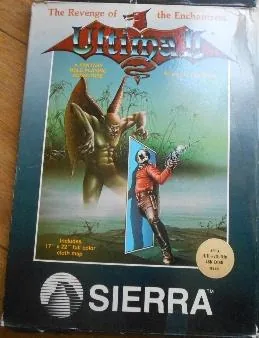 Box art: Ultima II: The Revenge of the Enchantress for the Apple ][, Atari 400/800, IBM PC/PCjr, and Commodore 64