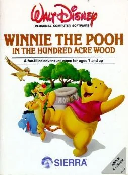 Box art: Winnie the Pooh in the Hundred Acre Wood for the Commodore 64, Apple ][, Atari ST, and Commodore Amiga