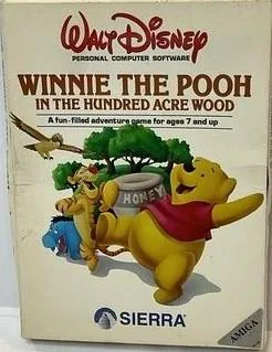 Box art: Winnie the Pooh in the Hundred Acre Wood for the Commodore 64, Apple ][, Atari ST, and Commodore Amiga