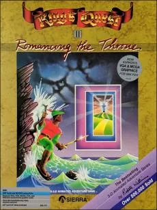 Box art: King’s Quest II: Romancing the Throne for the IBM PC/Tandy 1000 (256K), Apple ][, Atari ST, Mac, and Commodore Amiga