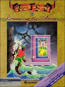 Box art: King’s Quest II: Romancing the Throne for the IBM PC/Tandy 1000 (256K), Apple ][, Atari ST, Mac, and Commodore Amiga