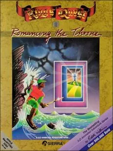 Box art: King’s Quest II: Romancing the Throne for the IBM PC/Tandy 1000 (256K), Apple ][, Atari ST, Mac, and Commodore Amiga