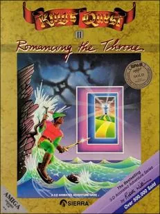 Box art: King’s Quest II: Romancing the Throne for the IBM PC/Tandy 1000 (256K), Apple ][, Atari ST, Mac, and Commodore Amiga