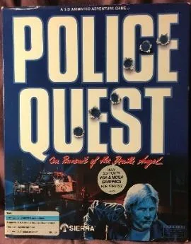 Box art: Police Quest: In Pursuit of the Death Angel for the IBM PC/Tandy 1000